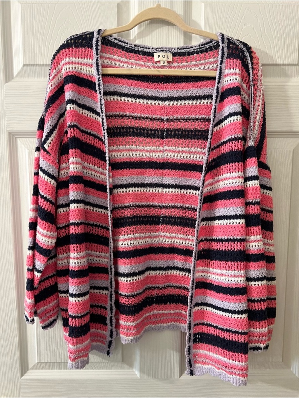 POL Open-Front Crochet Knit Cardigan